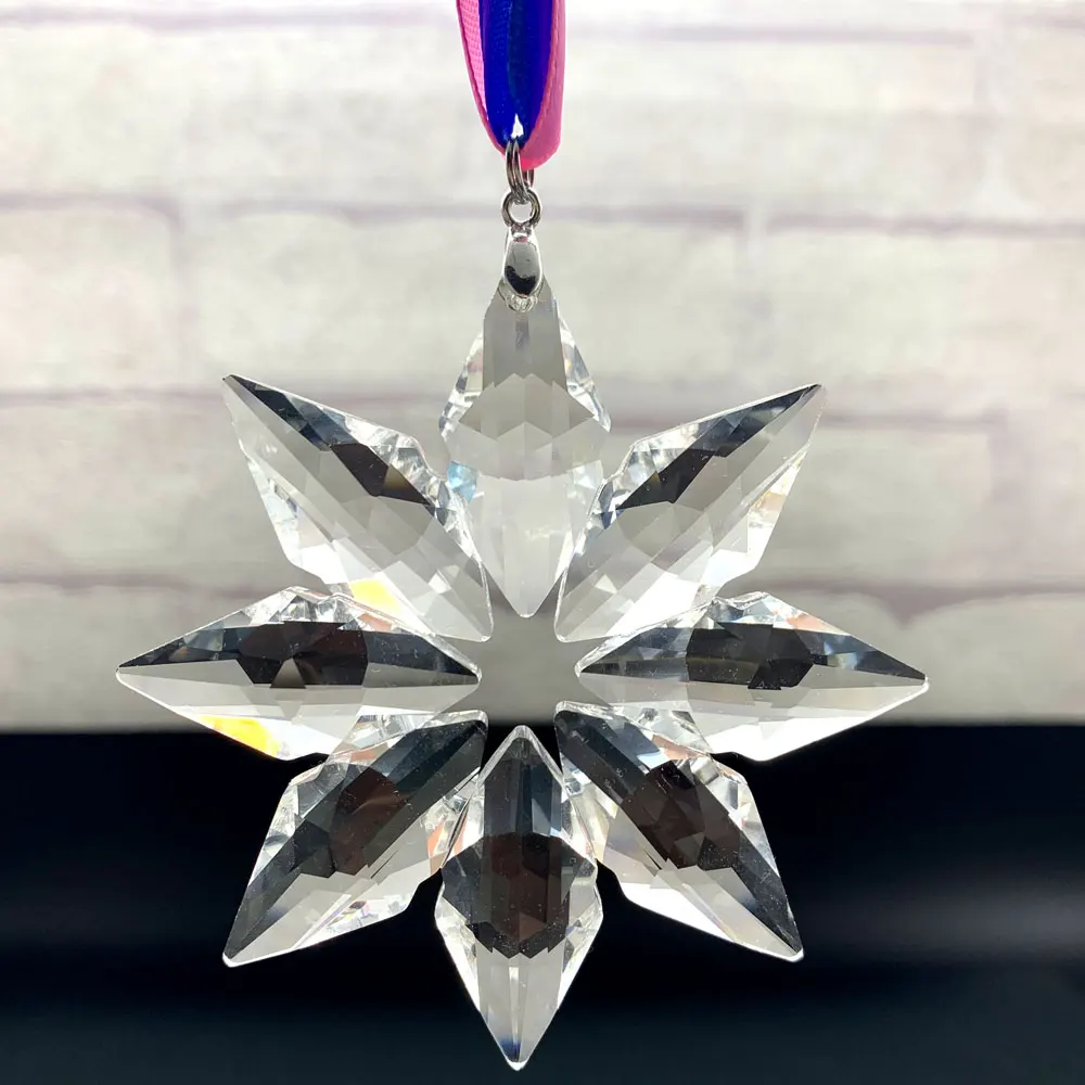 

Clear Color Top Quality Crystal Snowflake Hanging Suncatcher Car Hanging Ornament Wedding Home Decor Child great gift