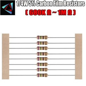 100 шт. 14 Вт 5% Резистор из углеродистой пленки 680K 750K 820K 910K 1 м ом