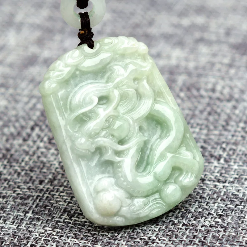 (Сертификат) натуральная A + Jadeite Каменная Резная подвеска китайский дракон