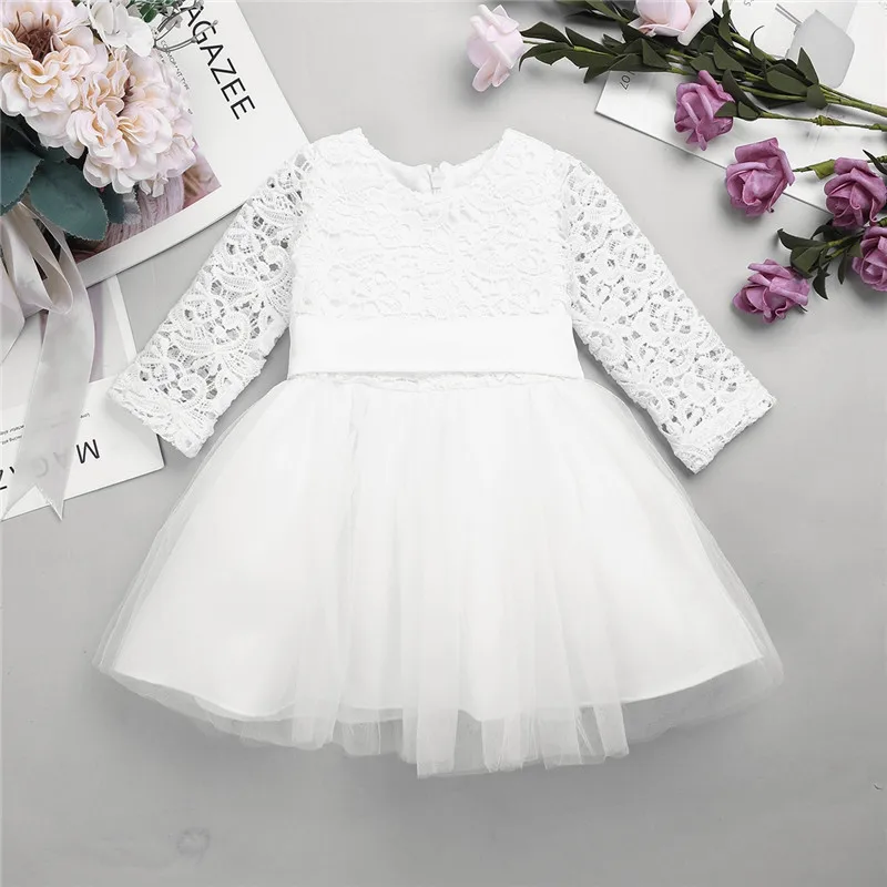 Платье с цветочным узором для девочек нарядное платье-пачка длинными рукавами и