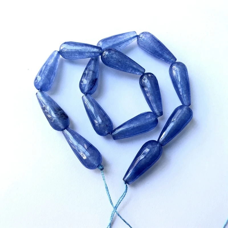 Оптовая продажа длинные бусины капельки с мистическим голубым камнем граненые