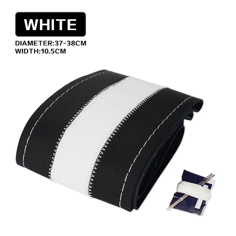 WhiteM Горячая DIY автомобильный чехол из натуральной воловьей кожи с отверстием размер 37-39 см белый/оранжевый/коричневый/синий автомобильные аксессуары - Название цвета: WhiteM