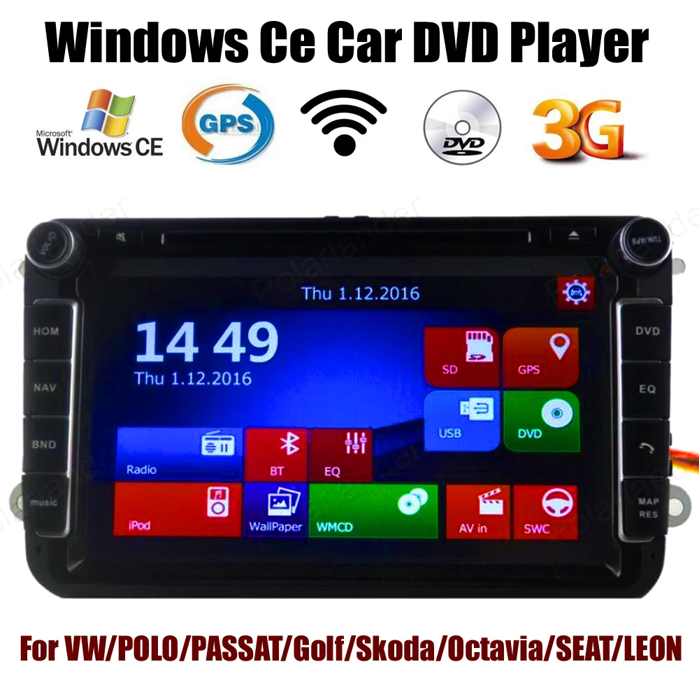8 &quot2 din DVD плееры для VW/POLO/PASSAT/Golf/Skoda/Octavia/SEAT/LEON 3G Wifi GPS Радио Windows Ce система стерео|car