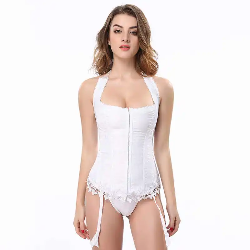 Оптовая продажа элегантные белые пикантные Overbust корсет корсеты и бюстье Кружево