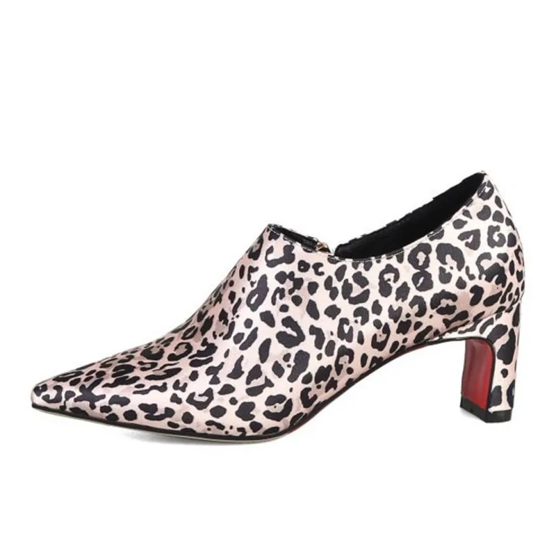 FITWEEU Snakeskin Pattern Women Pumps Pointed Toe Zipper Square Heels Shoes Club Party Fashion Footwear Size 32-42 | Обувь