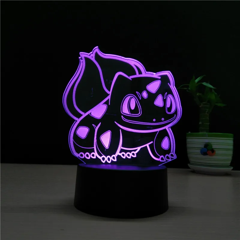7 цветов лампа Покемон 3D визуальные Светодиодные ночные светильники для детей