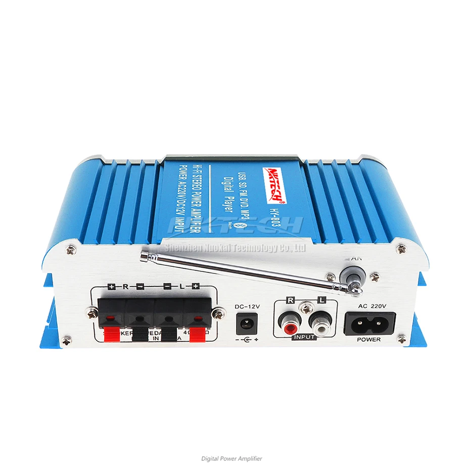 NKTECH HY-803 усилитель Bluetooth Автомобильный цифровой аудио плеер 2x41 Вт Hi-Fi стерео бас USB SD MP3 DVD FM DSP DC12V 220-240 В