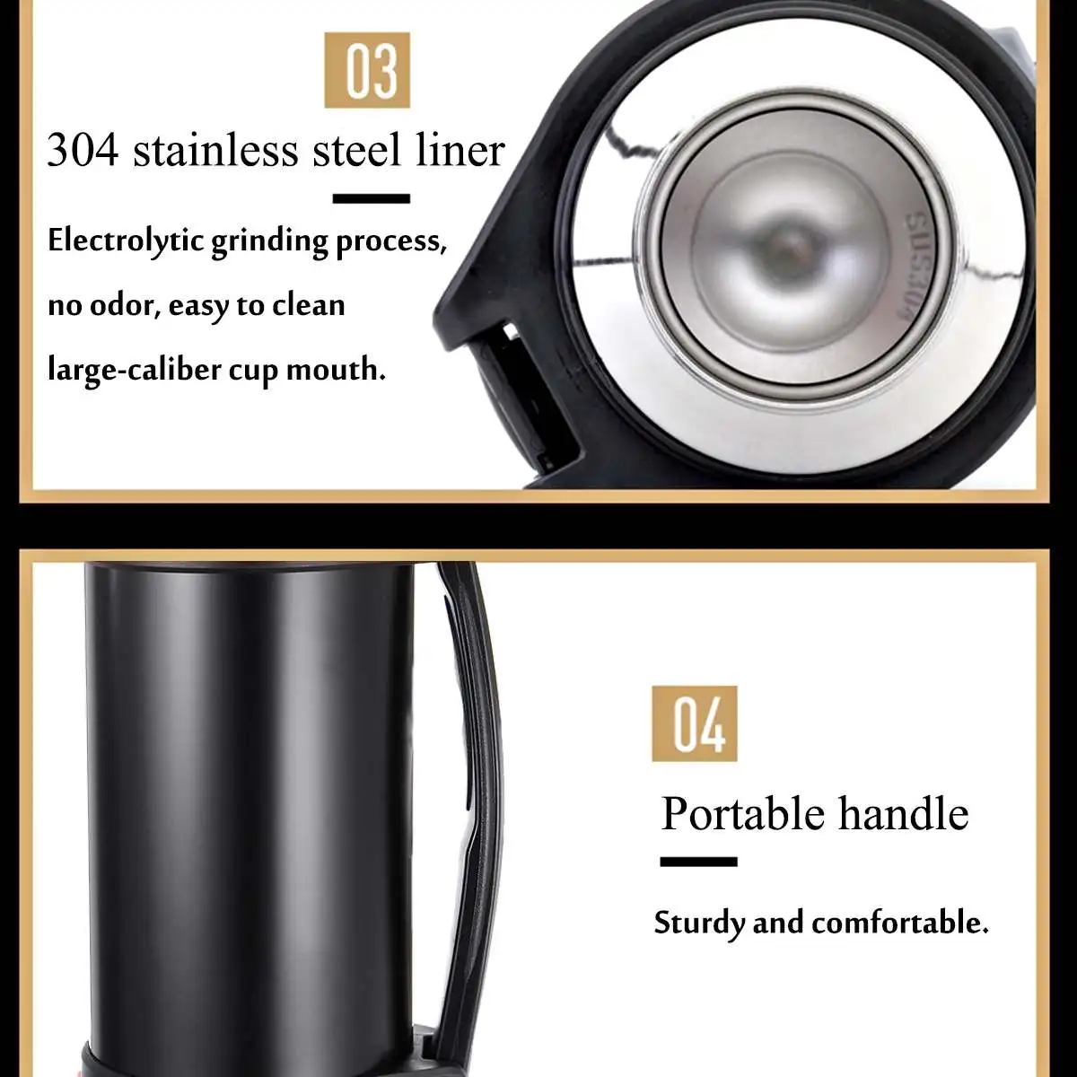 YKPuii 2000ml 3 Colors Stainless Steel thermoses Bottle Cup Ourdoor Sport Travel Mug Insulation Pot Vacuum Flask For Coffee Tea