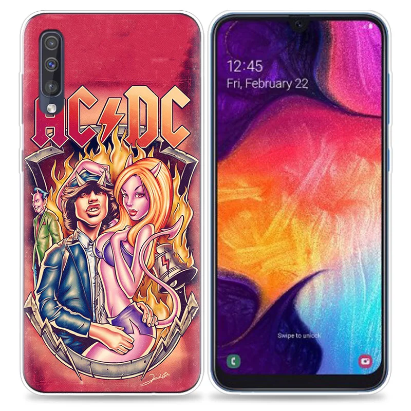 Прозрачный силиконовый чехол для samsung Galaxy A50 A70 A30 M30 M20 A10 A20 A40 M20 чехол для телефона ACDC Rock Ac DC Angus young