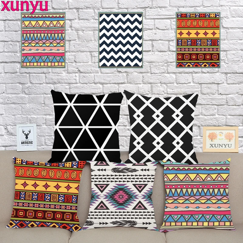 

XUNYU Geometric Cushion Cover 45x45cm Pillow Case Polyester Pillowcase Home Decorative Throw Pillow Cover For Sofa