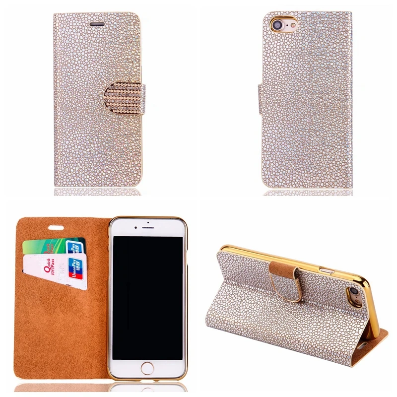 Роскошные Bling Блеск Камня кожаный бумажник для iPhone 7/Plus/6 6 s/Galaxy S8/S7 /edge diamond