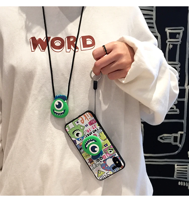 For Samsung note9/note8 case soft cartoon big eye cover for galaxy note5 cute A9star/A9s/A8s/A6s + 3D holder strap |