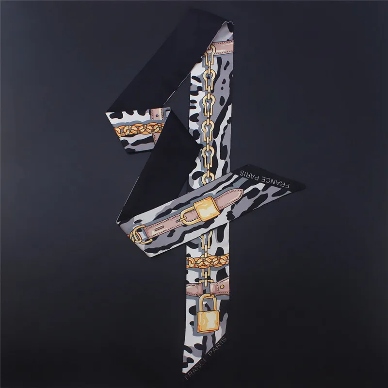 Мы фабрика новый дизайн 120 см шелковый шарф на шею с принтом цепи Маленькая