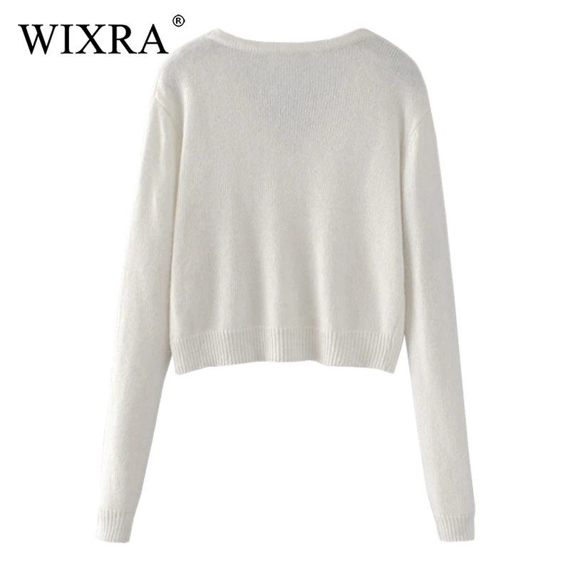 Wixra Warm And Charm Autumn New Sweaters Women Cardigan Knitted Sweater Coat Long Sleeve Female V-Neck Tops For |