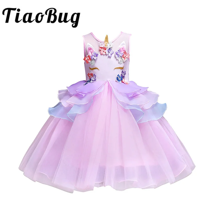 2018 милое детское платье с цветочным узором для девочек бальное принцессы без