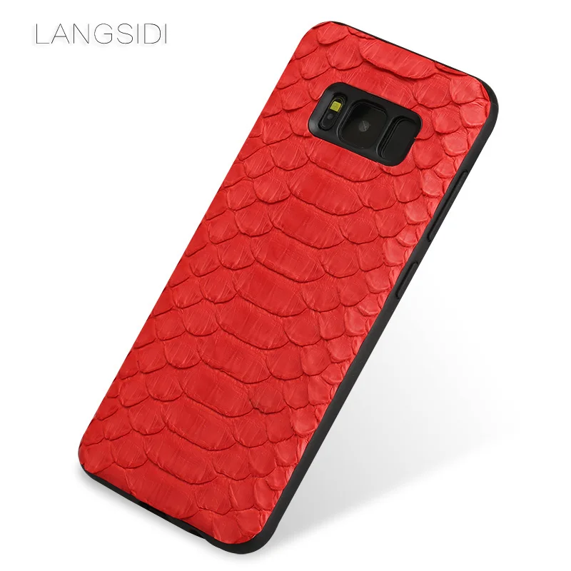 Брендовый чехол для сотового телефона LANGSIDI из натуральной кожи питона Samsung Galaxy S8