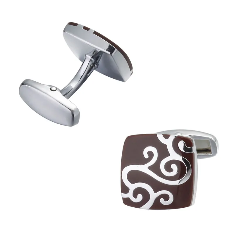 Эмаль Ремесло Красная эмаль Серебристые Облака шаблон запонки мужские украшения