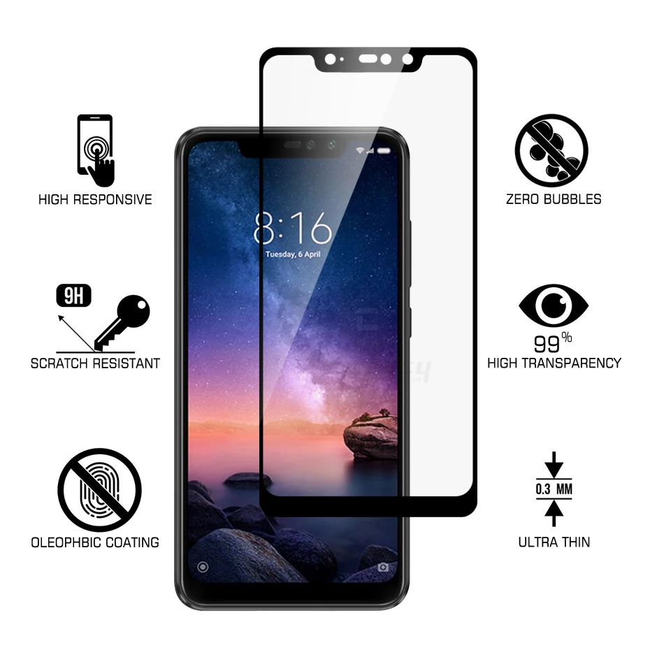 100% настоящая 9H Черная защитная пленка с полным покрытием из закаленного стекла