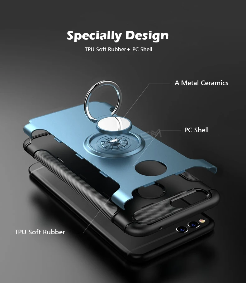360 чехол для телефона с кольцом-держателем для huawei Honor7X Honor 7X5,93 7 X дюймов, магнитная автомобильная подставка, ТПУ силиконовый чехол с краями