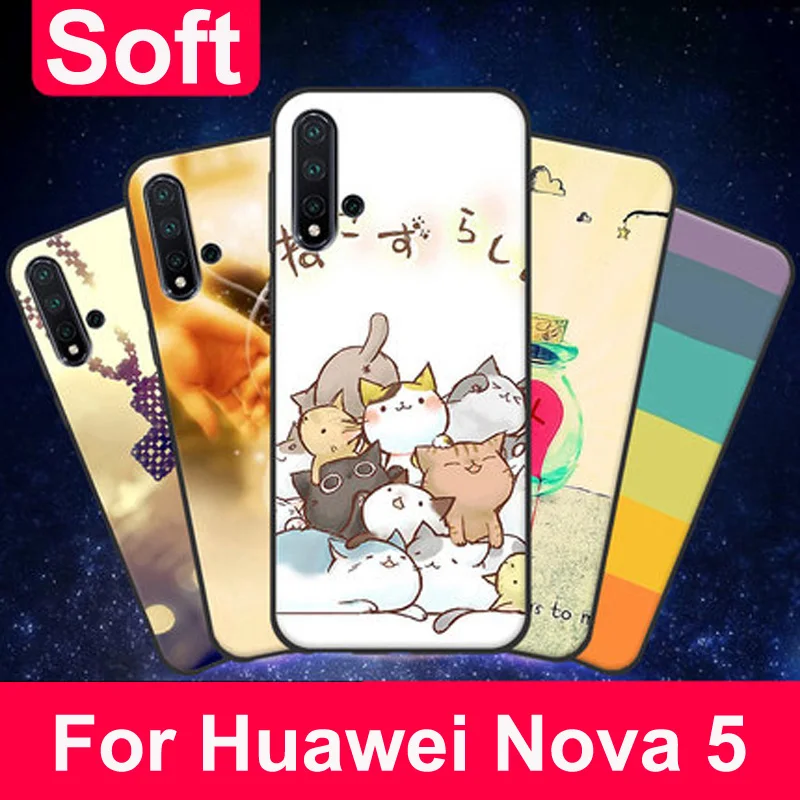 

For Huawei Nova 5 Case Nova5 painted cartoon Cover Phone Case For Huawei Nova5 back Cover Nova 5 6.39" Shockproof bumper shell