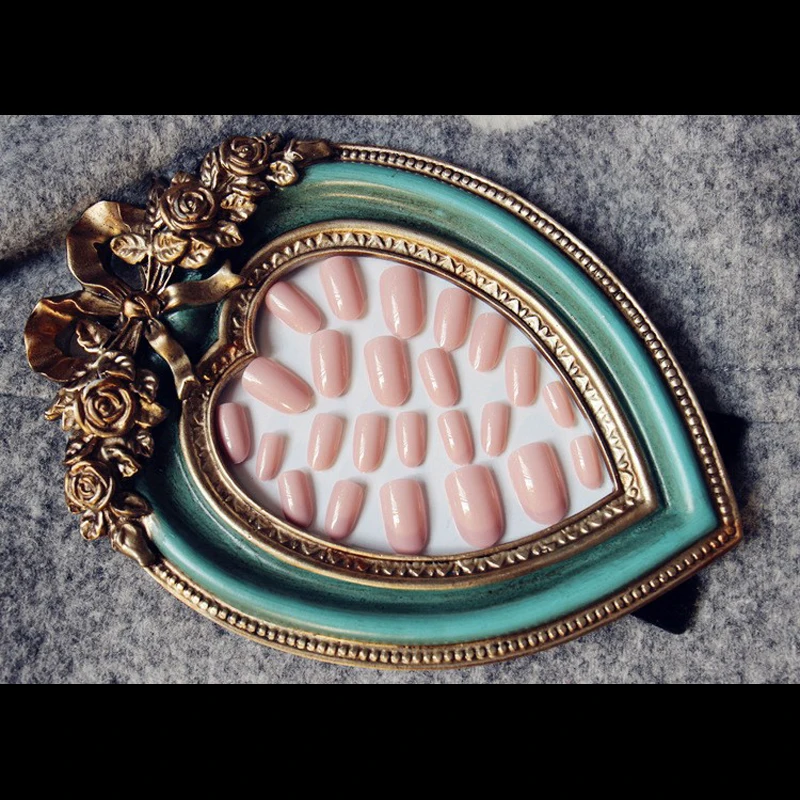 24 шт./компл. жемчужная пудра розовые накладные ногти Овальный Стиль