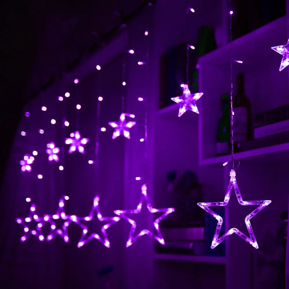 LED Star AC 220V Light Curtain String New Year Year's Decorations for Home string Christmas ornaments light | Лампы и освещение
