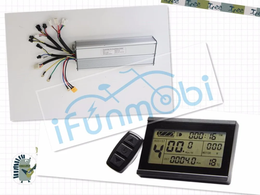 Ebike 36V 48V LCD3 Panel+Fat Wheel 1500W Controller 18MOSFET 45A bicicleta escobillas DC Sine Wave for electric bicycle bike | Спорт и