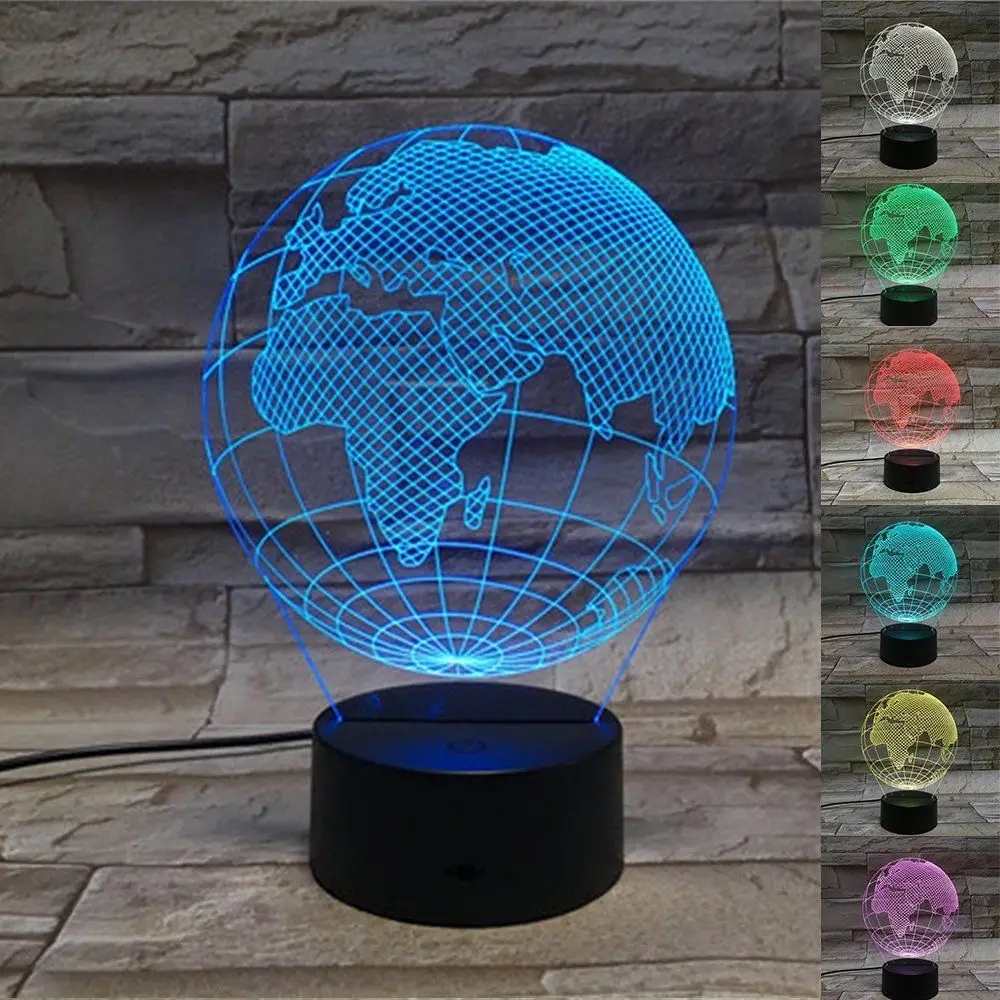 Спальня дома Deora USB 3D лампа LED ночник 7 цветов Таблица Изменений настольная Room Decor