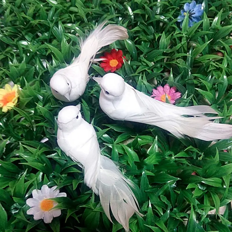 

4pcs Simulation bird Artificial Doves Foam Feather Bird DIY Party Crafts Ornament Props Home Garden Decor wedding Decoration
