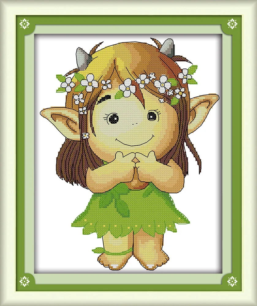 

Forest spirit cross stitch kit cartoon forest 18ct 14ct 11ct count printed canvas stitching embroidery DIY handmade needlework