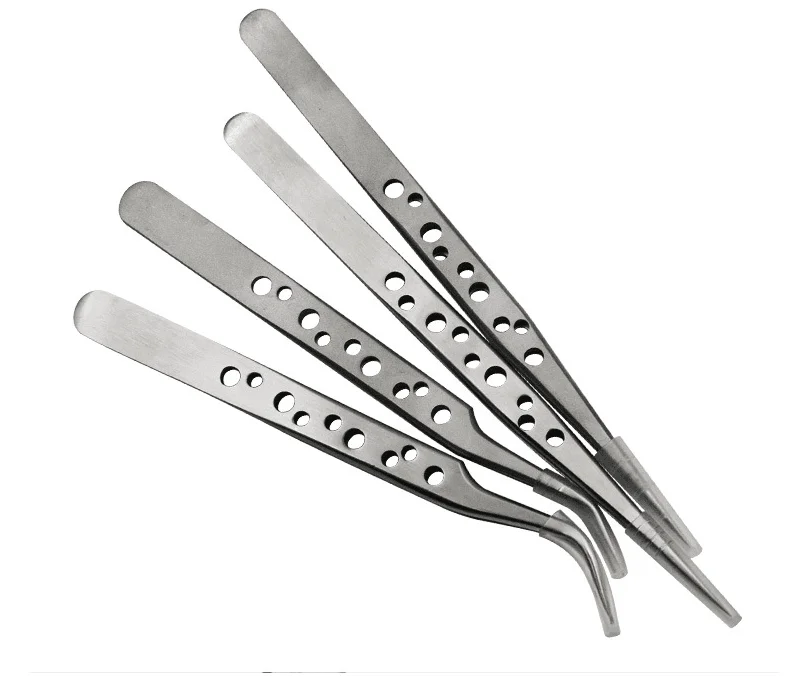 

100PCS Electronics Industrial Tweezers Anti-static Curved Straight Tip Precision Stainless Steel Forceps Phone Repair Hand Tools