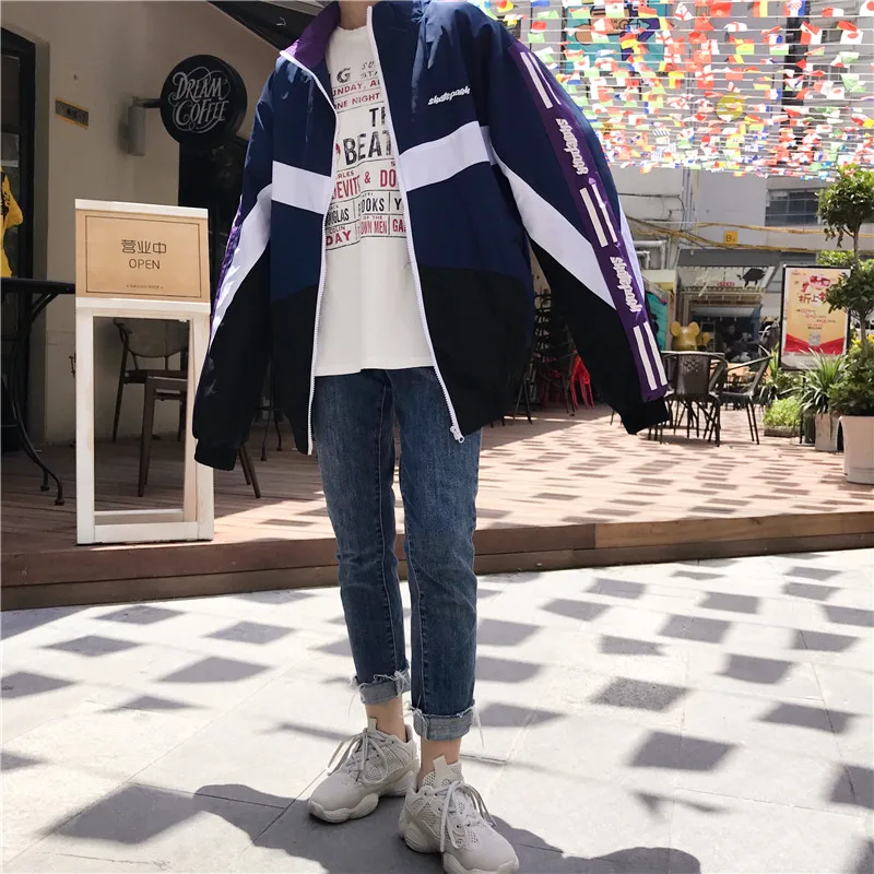 Весенние и осенние Корейский куртка Дамы Студенты Harajuku Стиль свободные Цвет