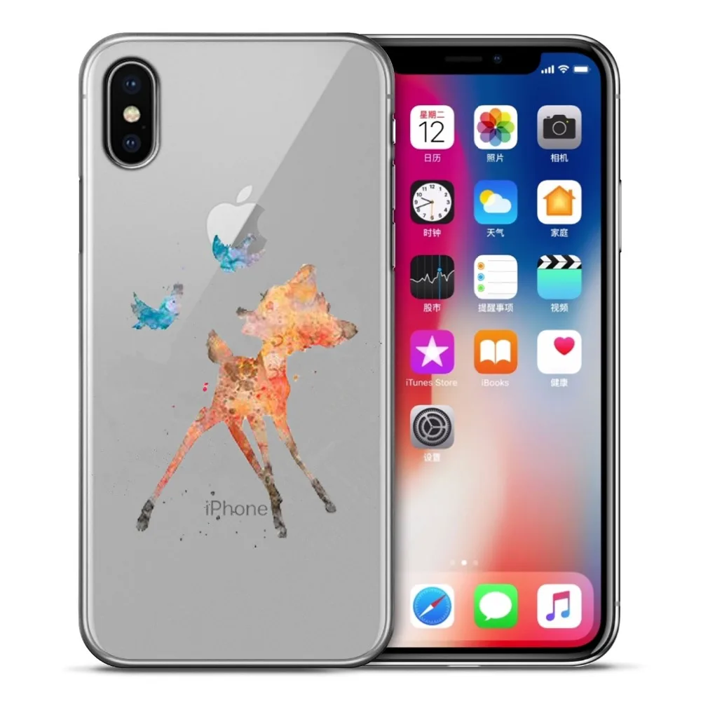 Акварельный Tinkerbell Русалка олень принцесса Мягкий ТПУ силиконовый чехол для iPhone X