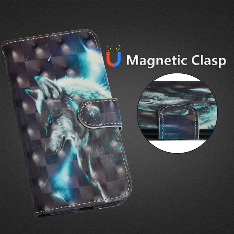 Coque 3D Окрашенные чехол для Samsung s9 Флип Бумажник искусственная кожа + силиконовый
