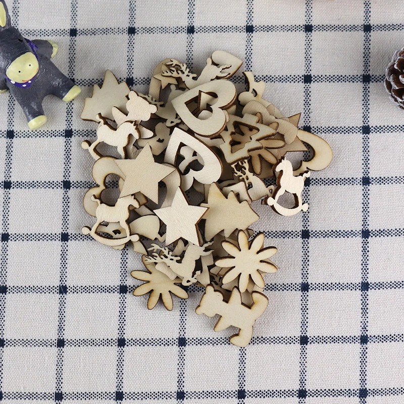 A Variety Of Styles Wooden Slices For Home Photo Ornament Wood DIY Accessories Embellishment for Art Handmade Crafts About 50pcs |