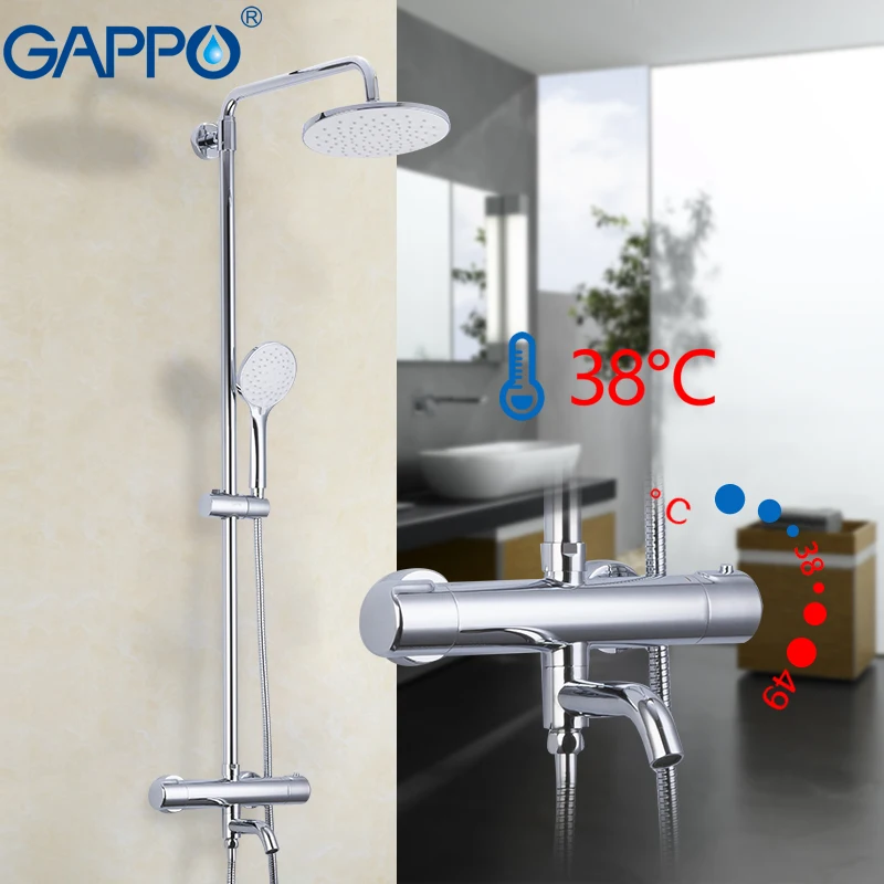 gappo thermostatic shower sets bathroom shower faucet hot and cold mixer brass faucet bathtub shower system waterfall shower free global shipping