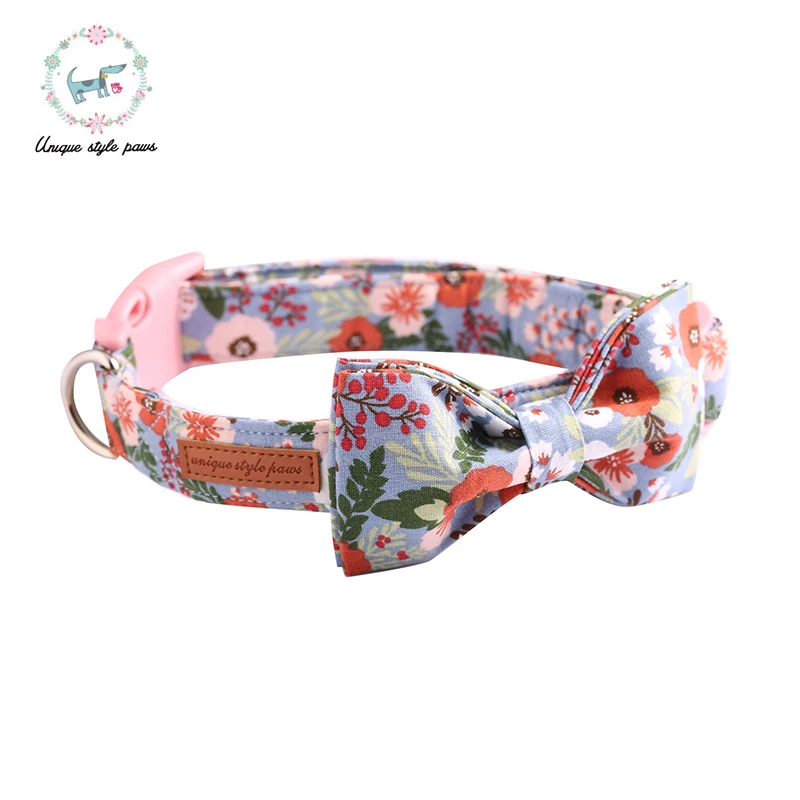 Розовый цветочный собачий ошейник с галстуком бабочкой для больших и маленьких