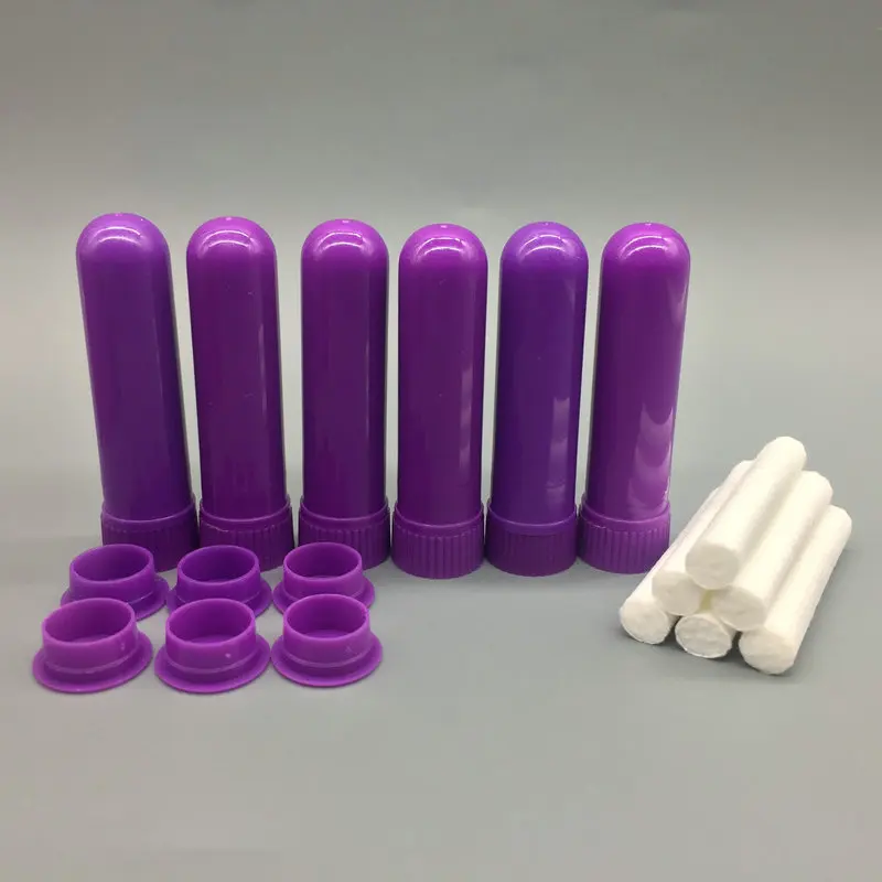 purple 16 компл./лот DIY многоразового Пустой нос контейнеры для носовых ингаляторов палочки для эфирных масел, контейнеры для носовых ингаляторов с высоким Качественный хлопок Фитили - Цвет: purple
