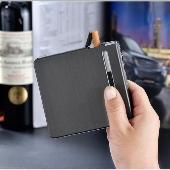 USB электрическая зарядка Зажигалка большая сигарета коробка 20 ячеек емкость