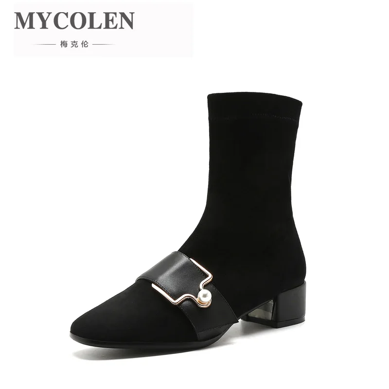 MYCOLEN/Новинка 2018 года зимние женские ботинки Челси роскошный продукт трендовые