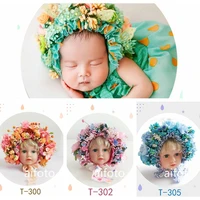 fake flowers bonnet headbands for girl newborn baby photography props florals hat colorful bonnet fotografia accessories studio