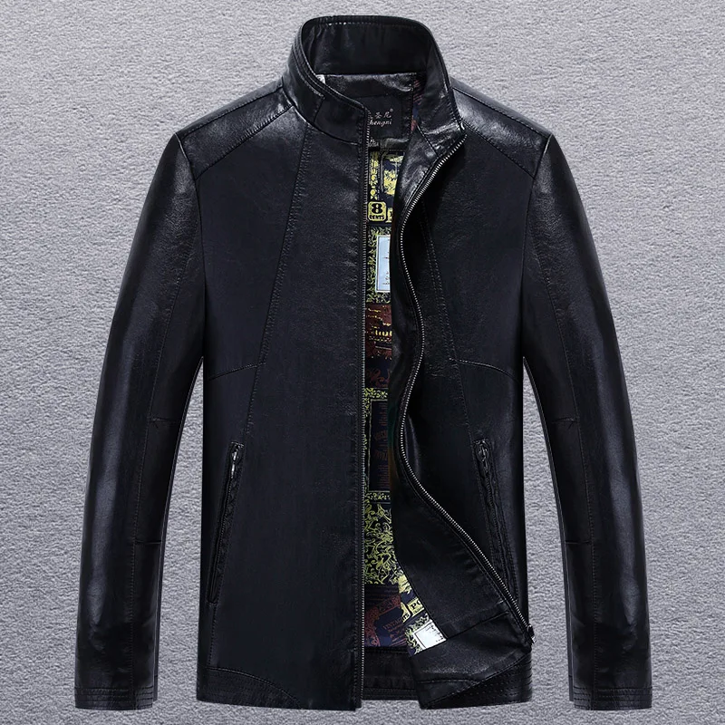 M-5XLBig coats. male genuine leather clothing plus size velvet slim motorcycle jacket outerwear | Мужская одежда