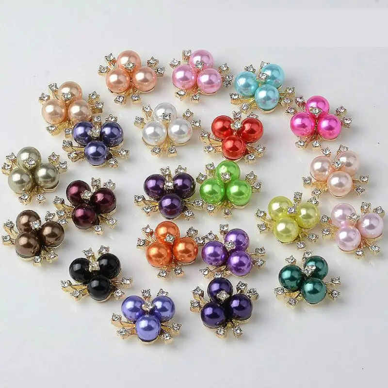 Стразы с цветком жемчуга 22 цвета пуговицы плоской задней частью аксессуары для