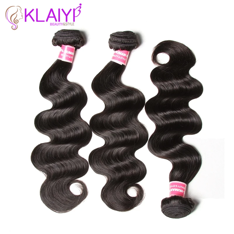 Klaiyi пучки волос объемная волна перуанские волосы текстура 3 Remy Weave натуральный