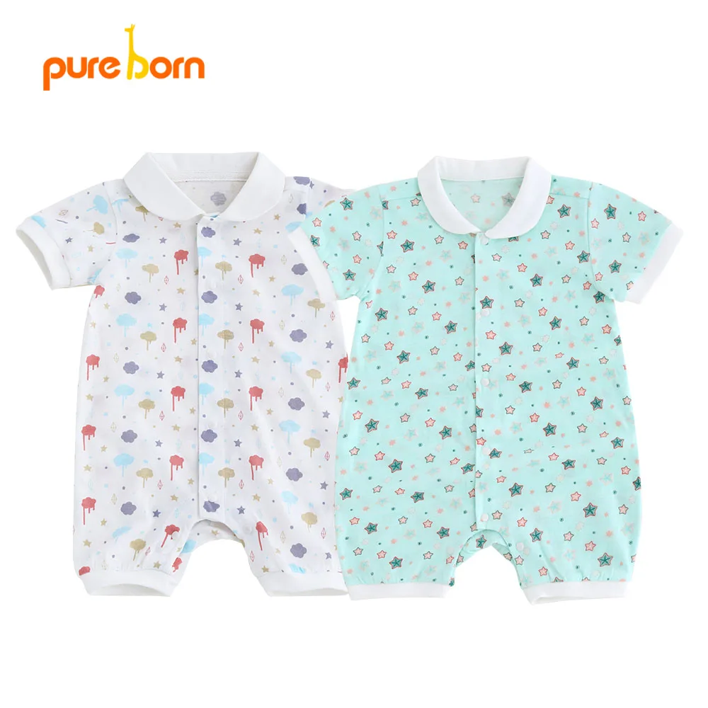 Pureborn детские комбинезоны летние Одежда для маленьких девочек новорожденных с