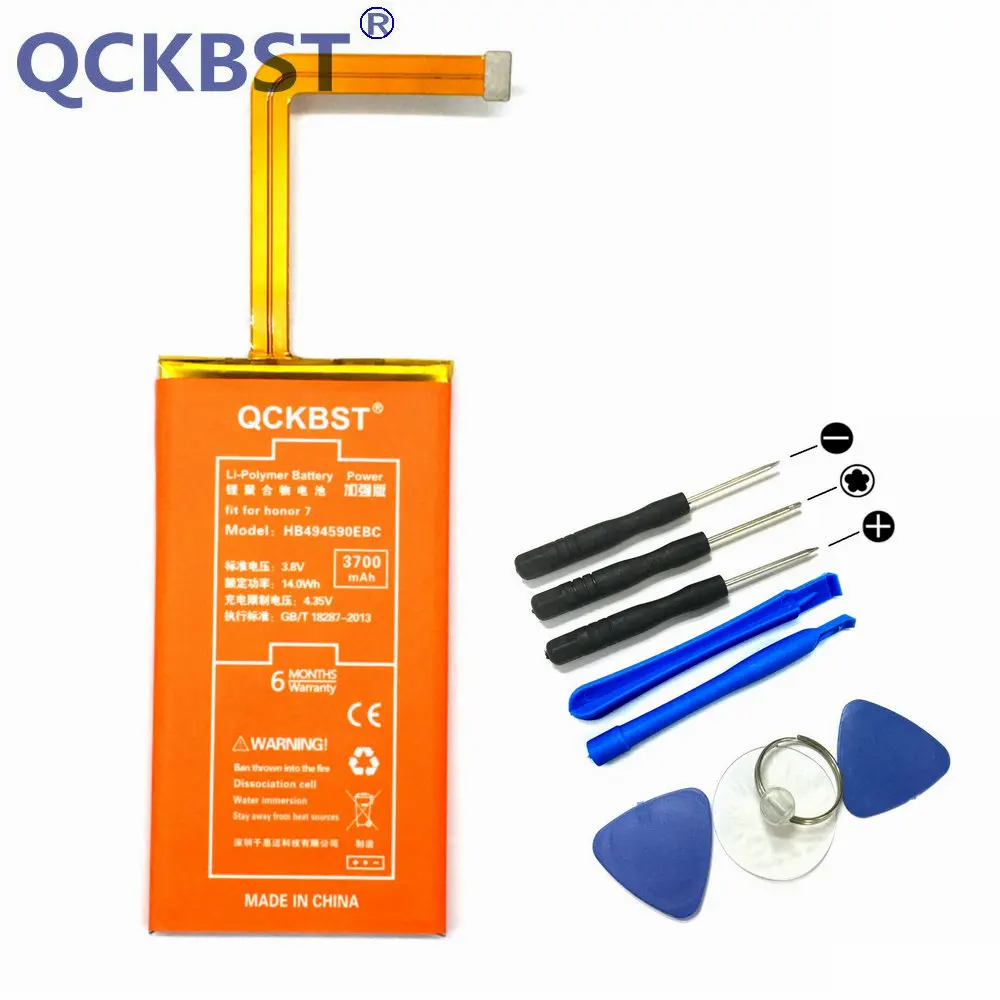 Литий ионный аккумулятор большой емкости QCKBST 3700 мАч HB494590EBC для телефона Huawei Honor 7