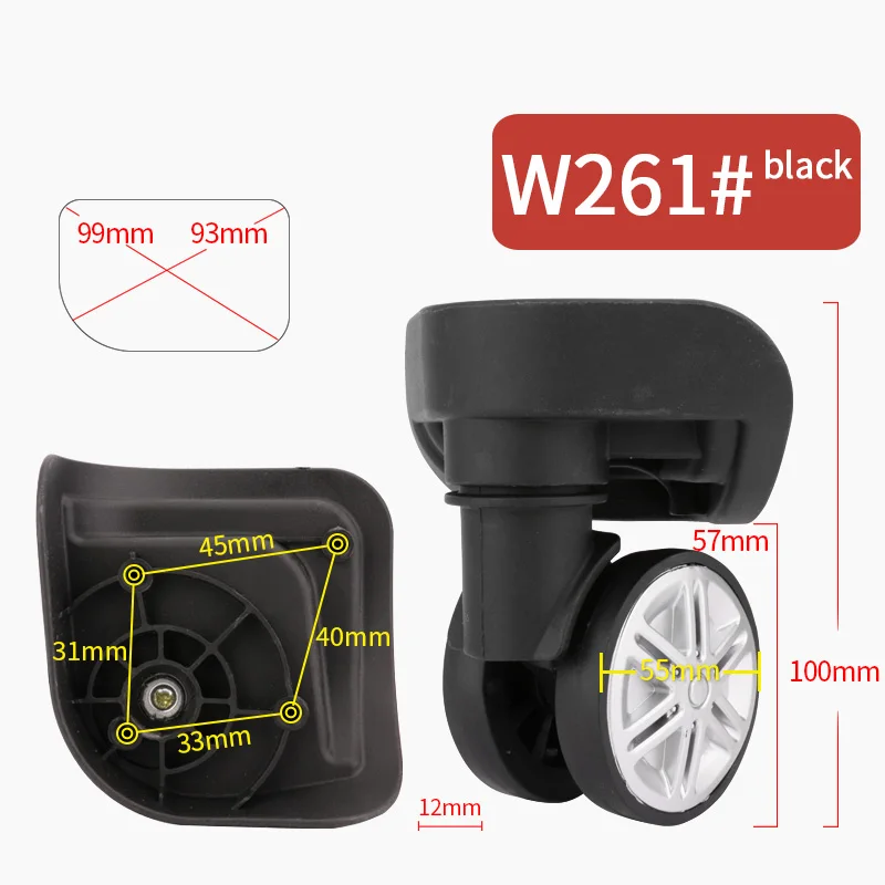 W261(2 Wheels)Black Сменный Чехол на колесиках для багажа, универсальный чехол на колесиках, чехол на колесиках для обслуживания, пароль на колесиках, комплект из 2 предметов, чехол на колесиках - Цвет: W261(2 Wheels)Black