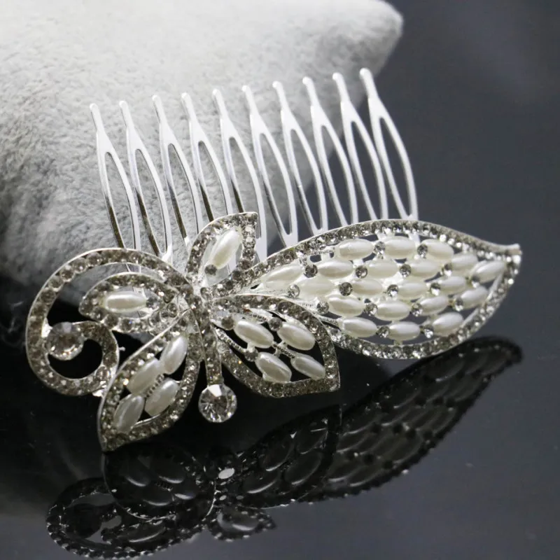 Трендовая расческа для волос с цветами и блестящими кристаллами серебряное