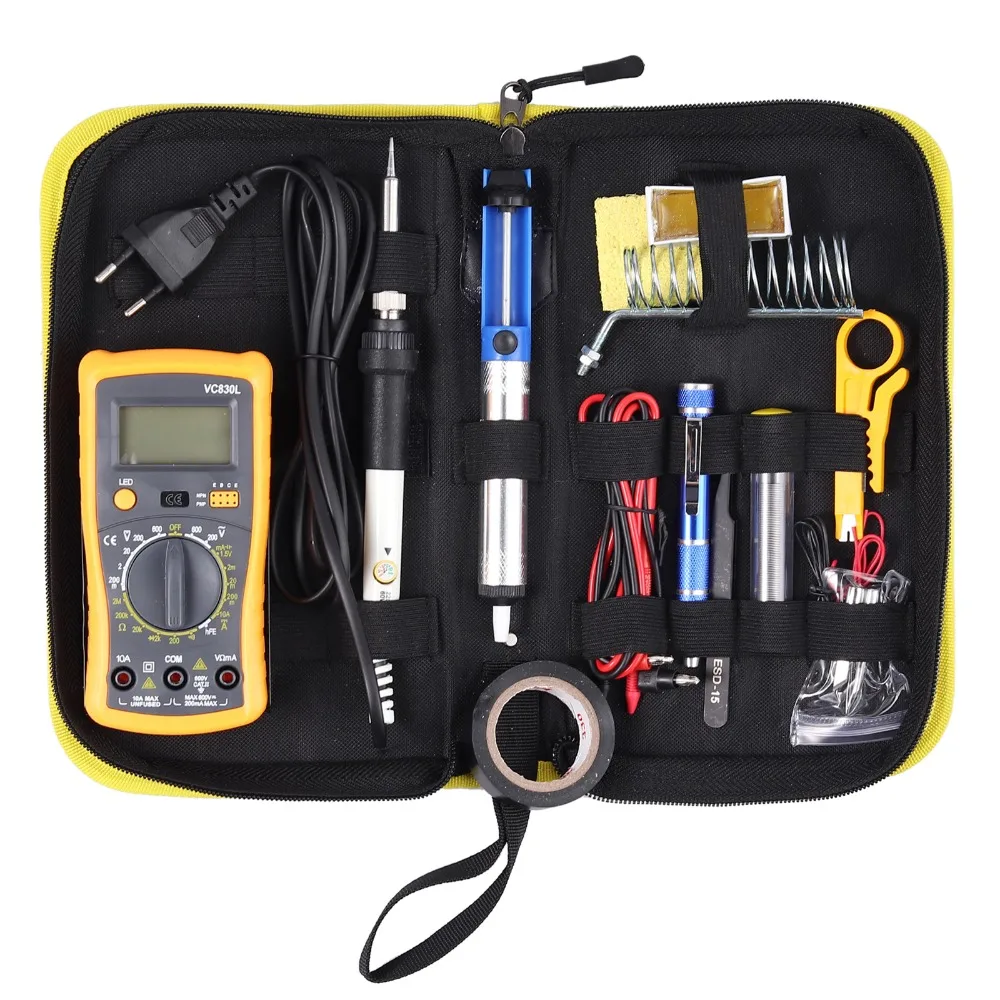 

PROSTER NEWACALOX 60W Multifunctional Electric Soldering Iron Kit Adjustable Temperature Repair Welding Tool Digital Multimeter
