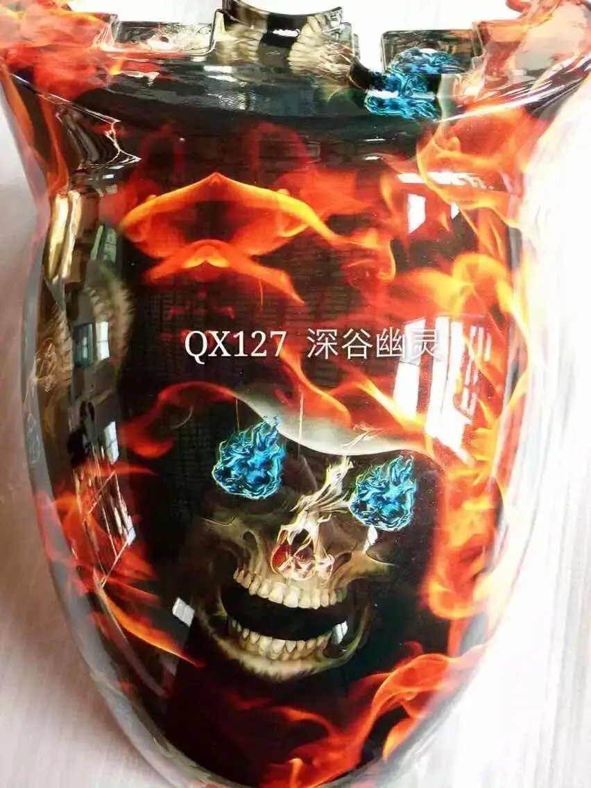 TAkw8074 0.5m*10m Popular Skull Blue Eyes Flame Hydrographic Film Water Transfer Printing Liquid Image | Автомобили и мотоциклы